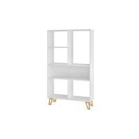Manhattan Comfort 123AMC159 Doris 6-Shelf Mid Century Bookcase in White 